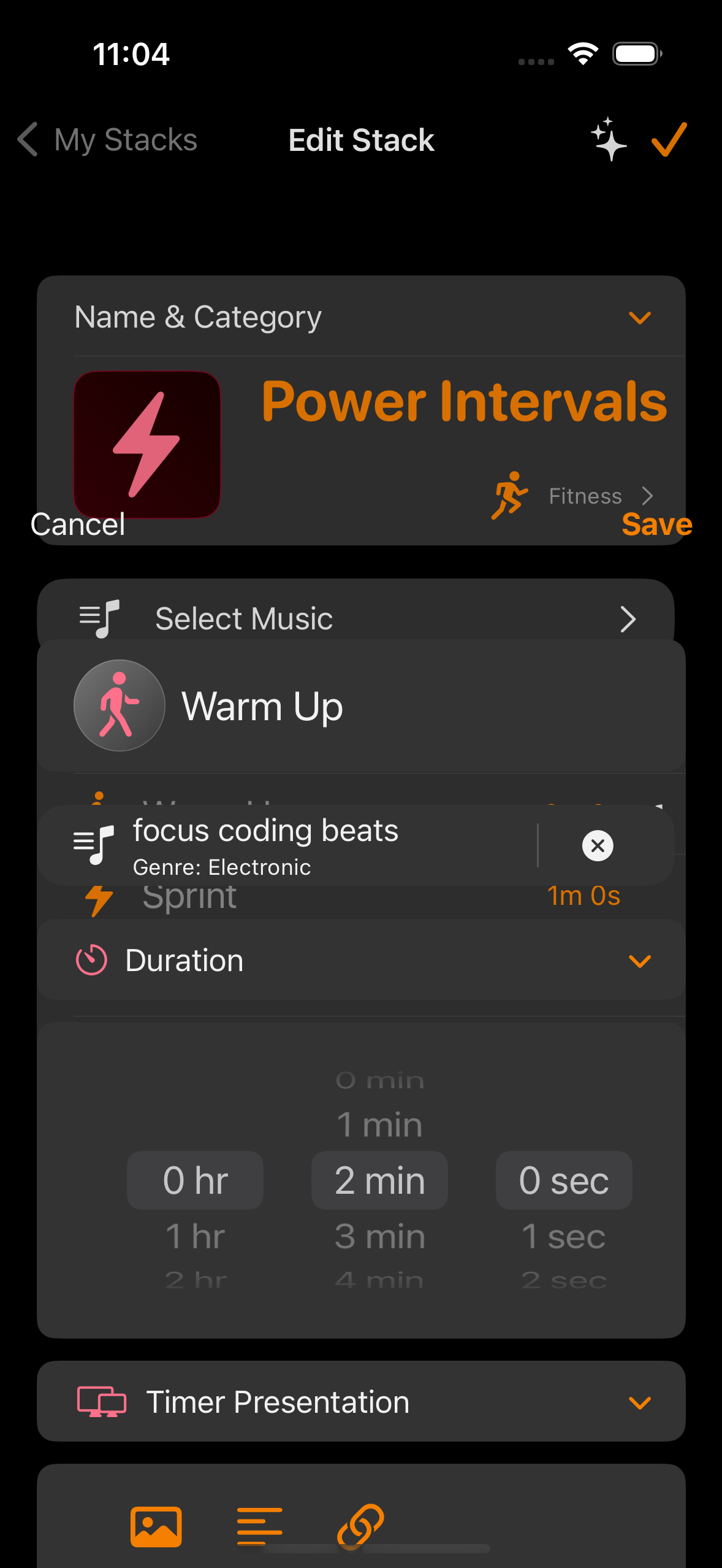 Editing an individual timer in Timer Stack